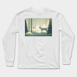 Papercut Deer in a Winter Wonderland Long Sleeve T-Shirt